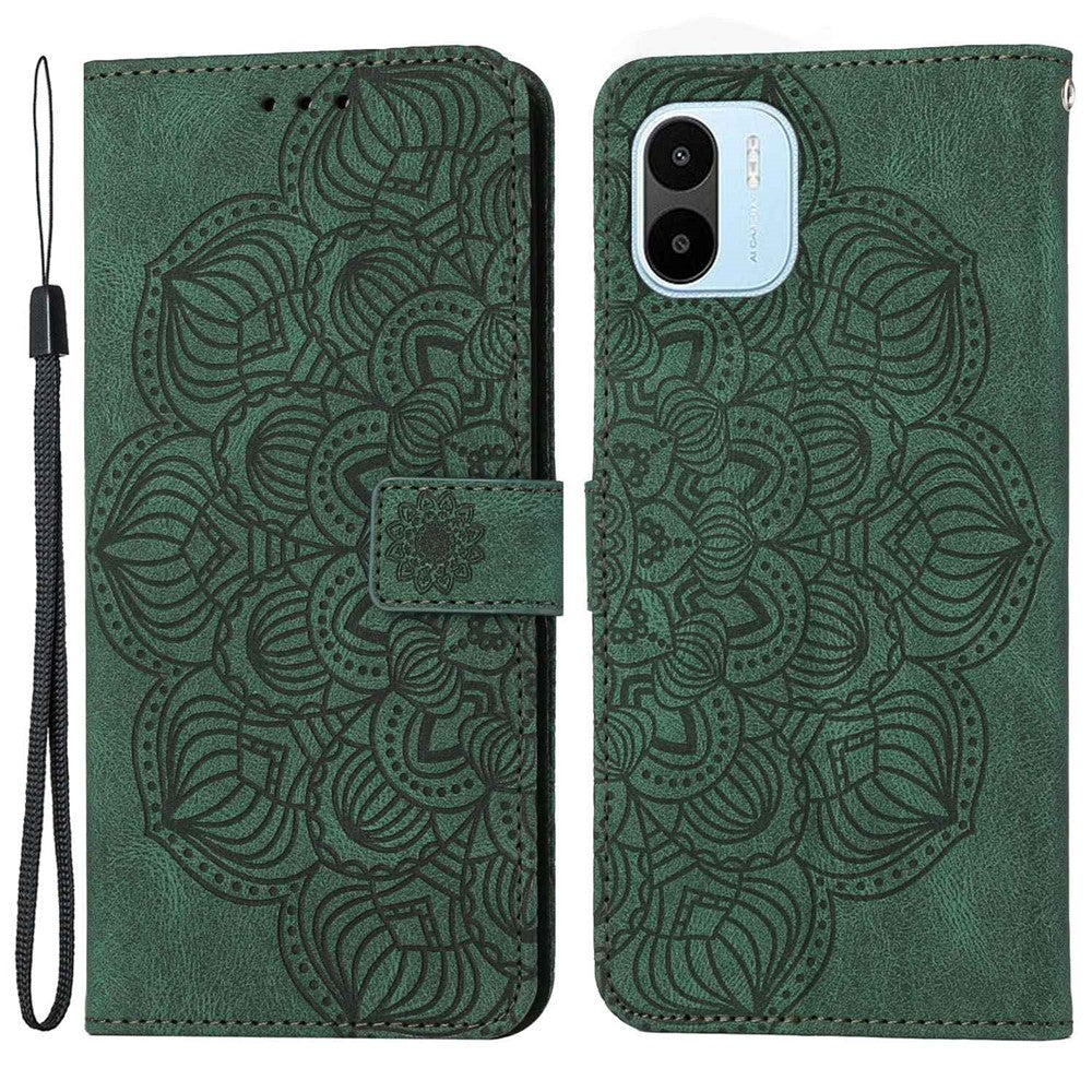 Xiaomi Redmi A1 4G / A2 4G Skyddande mobilskal Präglad Mandala Blommig Plånbok PU-läder + Mjukt TPU Reptåligt mobilskal