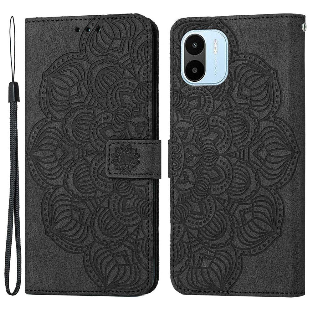 Xiaomi Redmi A1 4G / A2 4G Skyddande mobilskal Präglad Mandala Blommig Plånbok PU-läder + Mjukt TPU Reptåligt mobilskal
