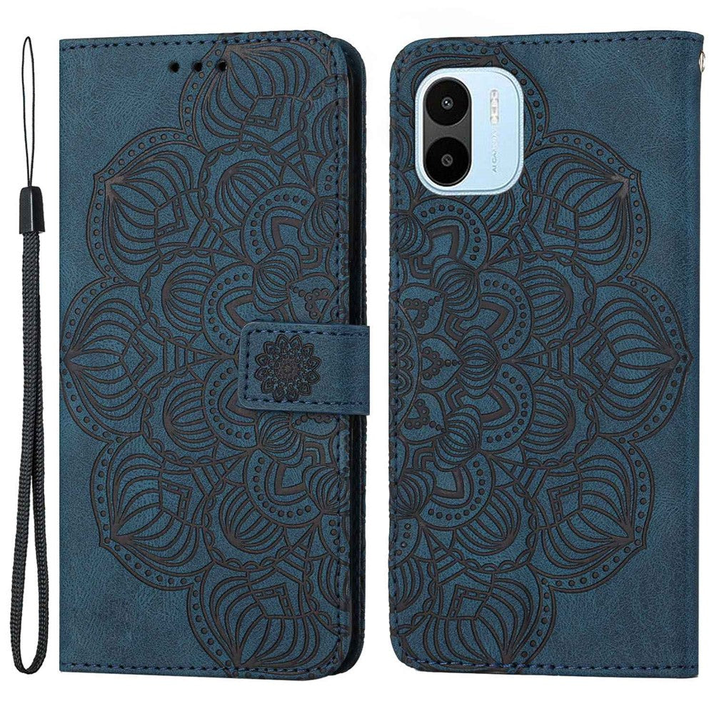 Xiaomi Redmi A1 4G / A2 4G Skyddande mobilskal Präglad Mandala Blommig Plånbok PU-läder + Mjukt TPU Reptåligt mobilskal