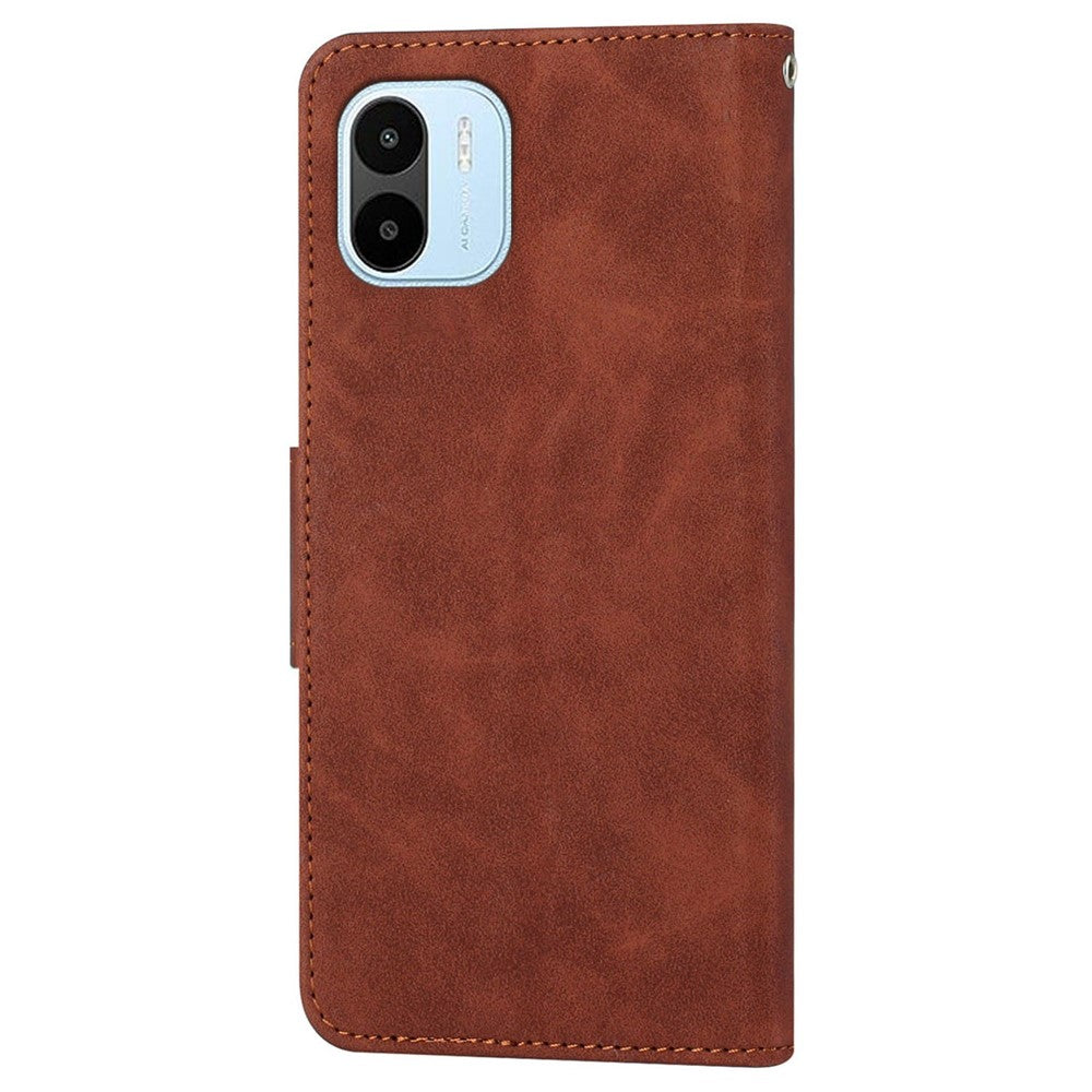 For Xiaomi Redmi A1 4G / A2 4G Shockproof Solid Color PU Leather Magnetic Phone Case Stand Flip Wallet Cover with Strap