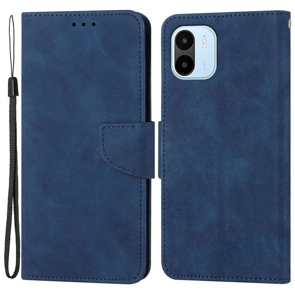 For Xiaomi Redmi A1 4G / A2 4G Shockproof Solid Color PU Leather Magnetic Phone Case Stand Flip Wallet Cover with Strap