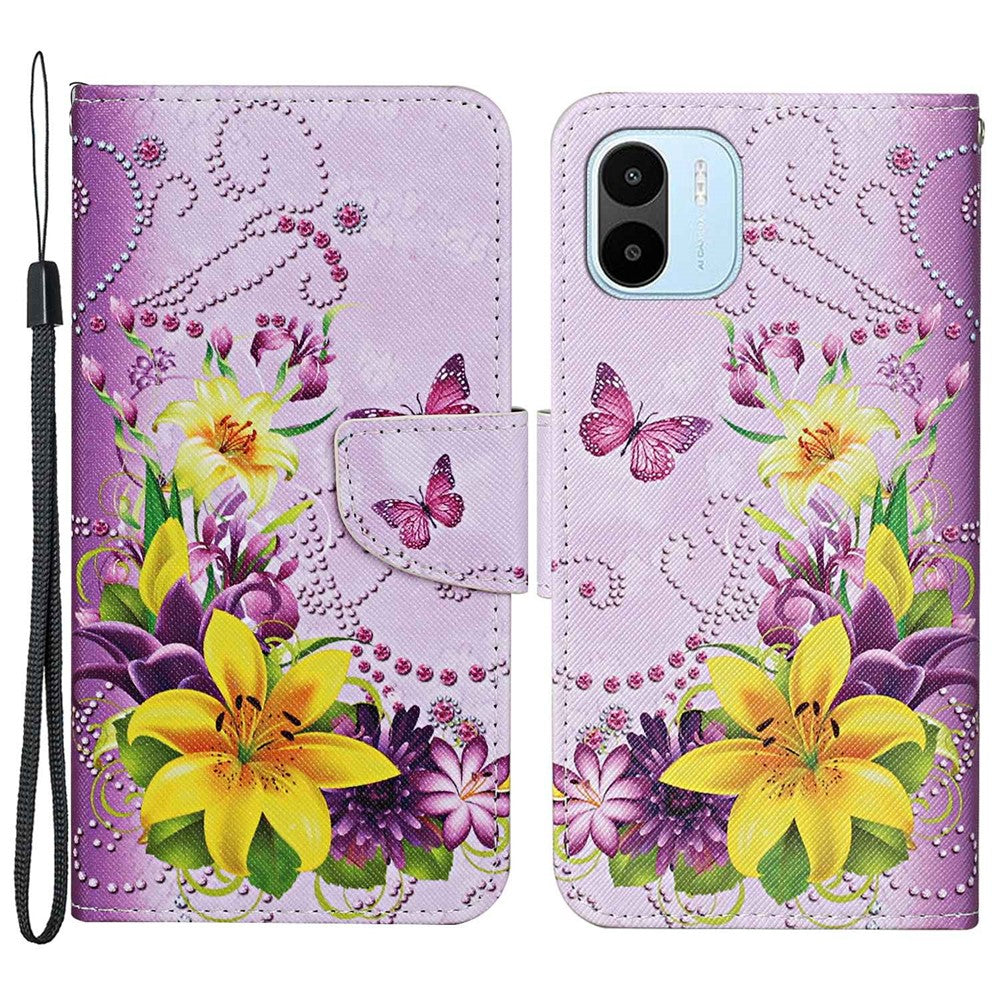 For Xiaomi Redmi A1 4G / A2 4G Cross Texture PU Leather Wallet Phone Case Pattern Printing Stand Magnetic Clasp Flip Cover with Strap