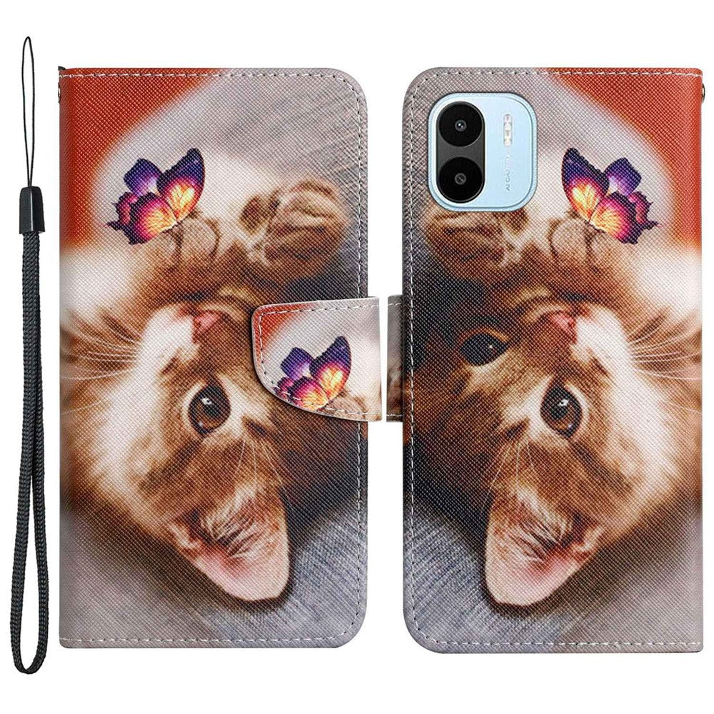 For Xiaomi Redmi A1 4G / A2 4G Cross Texture PU Leather Wallet Phone Case Pattern Printing Stand Magnetic Clasp Flip Cover with Strap