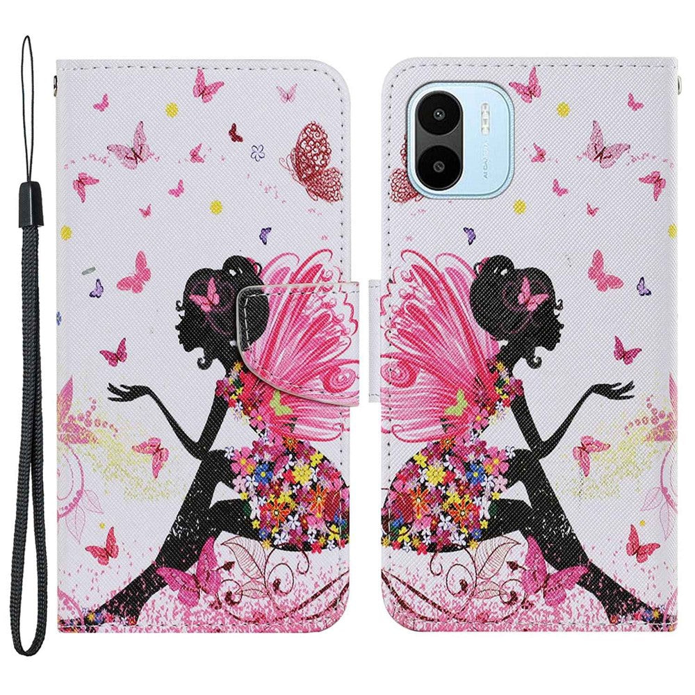 For Xiaomi Redmi A1 4G / A2 4G Cross Texture PU Leather Wallet Phone Case Pattern Printing Stand Magnetic Clasp Flip Cover with Strap