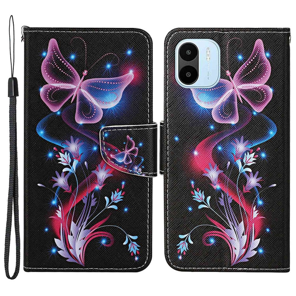 For Xiaomi Redmi A1 4G / A2 4G Cross Texture PU Leather Wallet Phone Case Pattern Printing Stand Magnetic Clasp Flip Cover with Strap