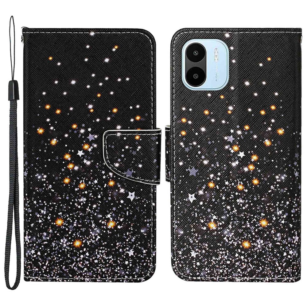 For Xiaomi Redmi A1 4G / A2 4G Cross Texture PU Leather Wallet Phone Case Pattern Printing Stand Magnetic Clasp Flip Cover with Strap
