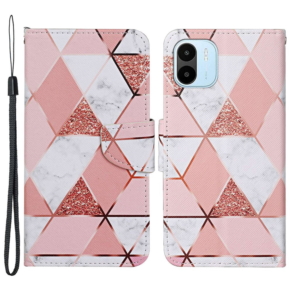 For Xiaomi Redmi A1 4G / A2 4G Cross Texture PU Leather Wallet Phone Case Pattern Printing Stand Magnetic Clasp Flip Cover with Strap