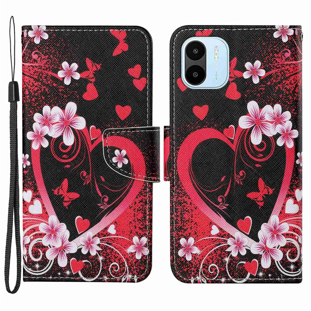 For Xiaomi Redmi A1 4G / A2 4G Cross Texture PU Leather Wallet Phone Case Pattern Printing Stand Magnetic Clasp Flip Cover with Strap