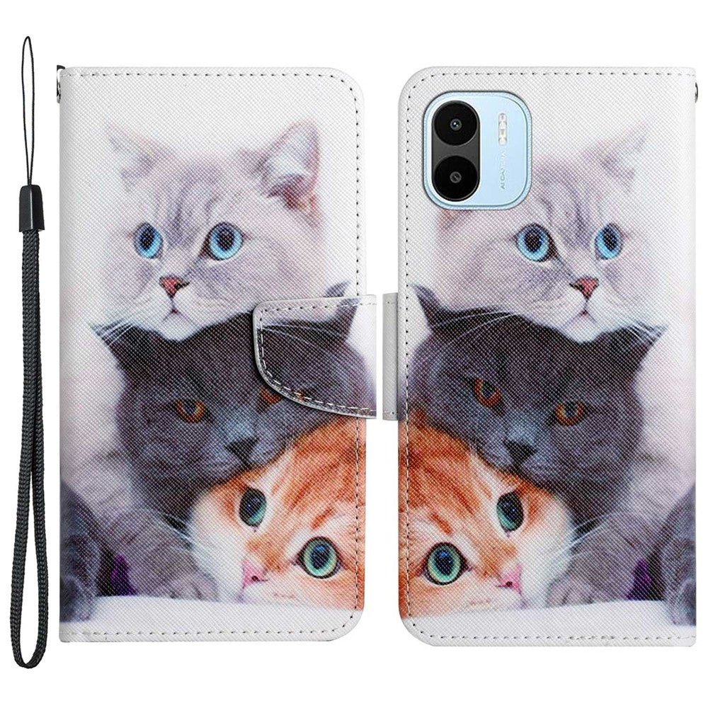For Xiaomi Redmi A1 4G / A2 4G Cross Texture PU Leather Wallet Phone Case Pattern Printing Stand Magnetic Clasp Flip Cover with Strap