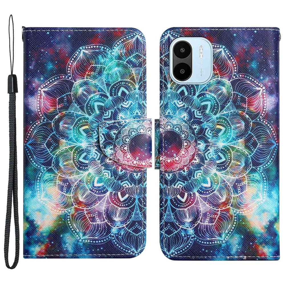 For Xiaomi Redmi A1 4G / A2 4G Cross Texture PU Leather Wallet Phone Case Pattern Printing Stand Magnetic Clasp Flip Cover with Strap