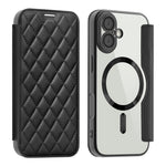 Til iPhone 17 Etui Kompatibelt med MagSafe Rhombus PU Læder Telefoncover