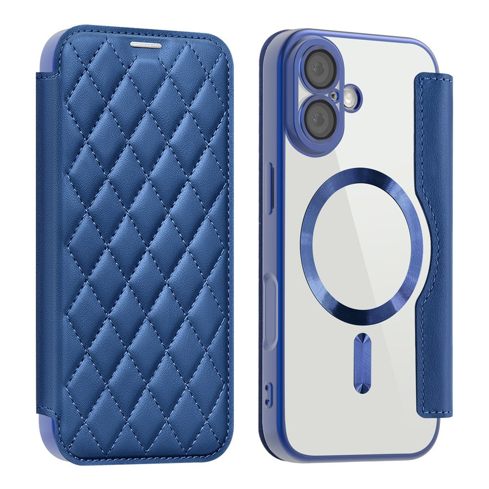 Til iPhone 17 Etui Kompatibelt med MagSafe Rhombus PU Læder Telefoncover