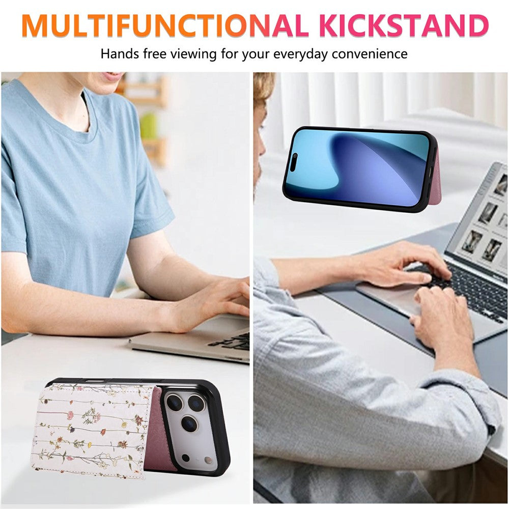 For iPhone 18 Pro Max / 17 Pro Max Case Flower Leather TPU RFID Blocking Phone Cover Card Slots