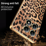 For Xiaomi 14T Case Leopard Print PU Leather Coated PC + TPU Electroplating Phone Cover