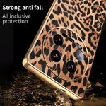 For Xiaomi 14 Ultra Case Leopard Print PU Leather Coated PC + TPU Electroplating Phone Cover