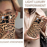 For Xiaomi 15 Case Leopard Print PU Leather Coated PC + TPU Electroplating Phone Cover