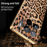 For Xiaomi 15S Pro Case Leopard Print PU Leather Coated PC + TPU Electroplating Phone Cover