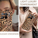 For Xiaomi 15S Pro Case Leopard Print PU Leather Coated PC + TPU Electroplating Phone Cover