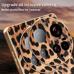 For Xiaomi 15 Ultra Case Leopard Print PU Leather Coated PC + TPU Electroplating Phone Cover