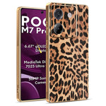 For Xiaomi Poco M7 Pro 5G Case Leopard Print PU Leather Coated PC + TPU Electroplating Phone Cover