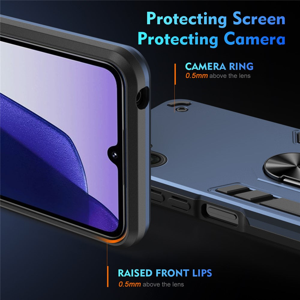 For Samsung Galaxy A08 5G / A08 4G / A07 4G Case PC + TPU Drop Defend Phone Cover with Ring Kickstand