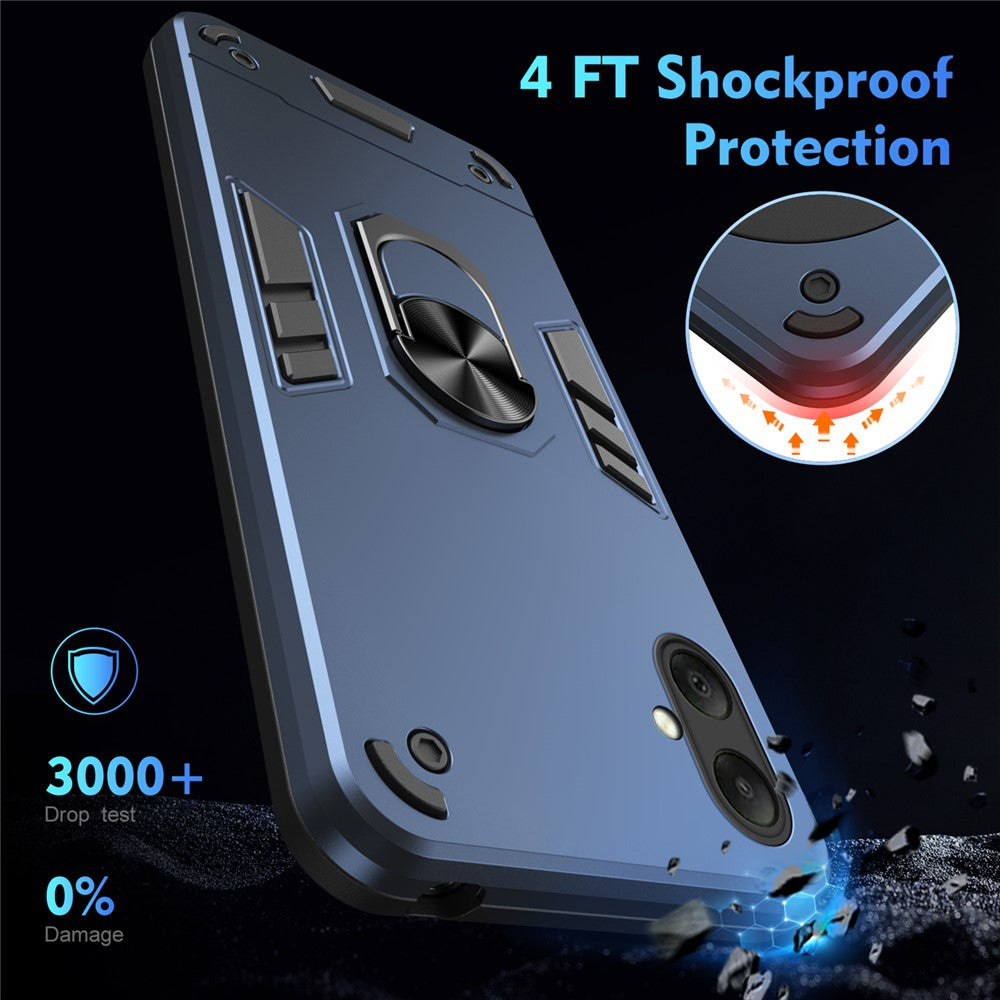 For Samsung Galaxy A08 5G / A08 4G / A07 4G Case PC + TPU Drop Defend Phone Cover with Ring Kickstand