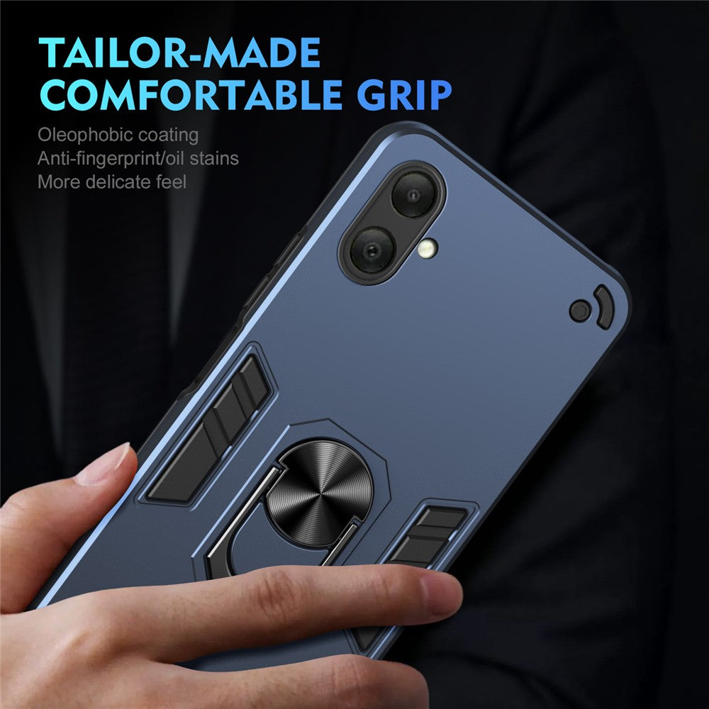 For Samsung Galaxy A08 5G / A08 4G / A07 4G Case PC + TPU Drop Defend Phone Cover with Ring Kickstand