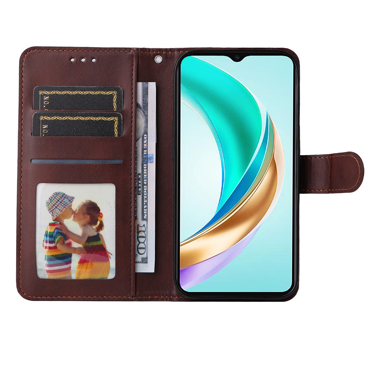 ENKAY HAT PRINCE til Honor X6b 4G / Honor X5b Plus / Honor X6c 4G PU læderpungcover Telefonstativ med hærdet glas