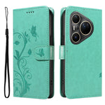For Huawei Pura 80 Ultra PU Leather Cases Flower Pattern Wallet Stand Phone Cover with Strap
