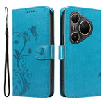 For Huawei Pura 80 Ultra PU Leather Cases Flower Pattern Wallet Stand Phone Cover with Strap