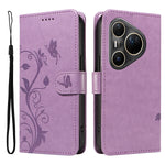 For Huawei Pura 80 Ultra PU Leather Cases Flower Pattern Wallet Stand Phone Cover with Strap