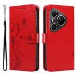 For Huawei Pura 80 Ultra PU Leather Cases Flower Pattern Wallet Stand Phone Cover with Strap