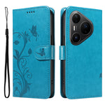 For Huawei Pura 80 Pro+ / Huawei Pura 80 Pro PU Leather Cases Flower Pattern Wallet Stand Phone Cover with Strap