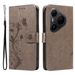 For Huawei Pura 80 Pro+ / Huawei Pura 80 Pro PU Leather Cases Flower Pattern Wallet Stand Phone Cover with Strap