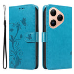 For Huawei Pura 80 PU Leather Cases Flower Pattern Wallet Stand Phone Cover with Strap