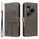 For Huawei Pura 80 Ultra Phone Case with Stand Cat Tree Pattern Leather Wallet Mobile Cover
