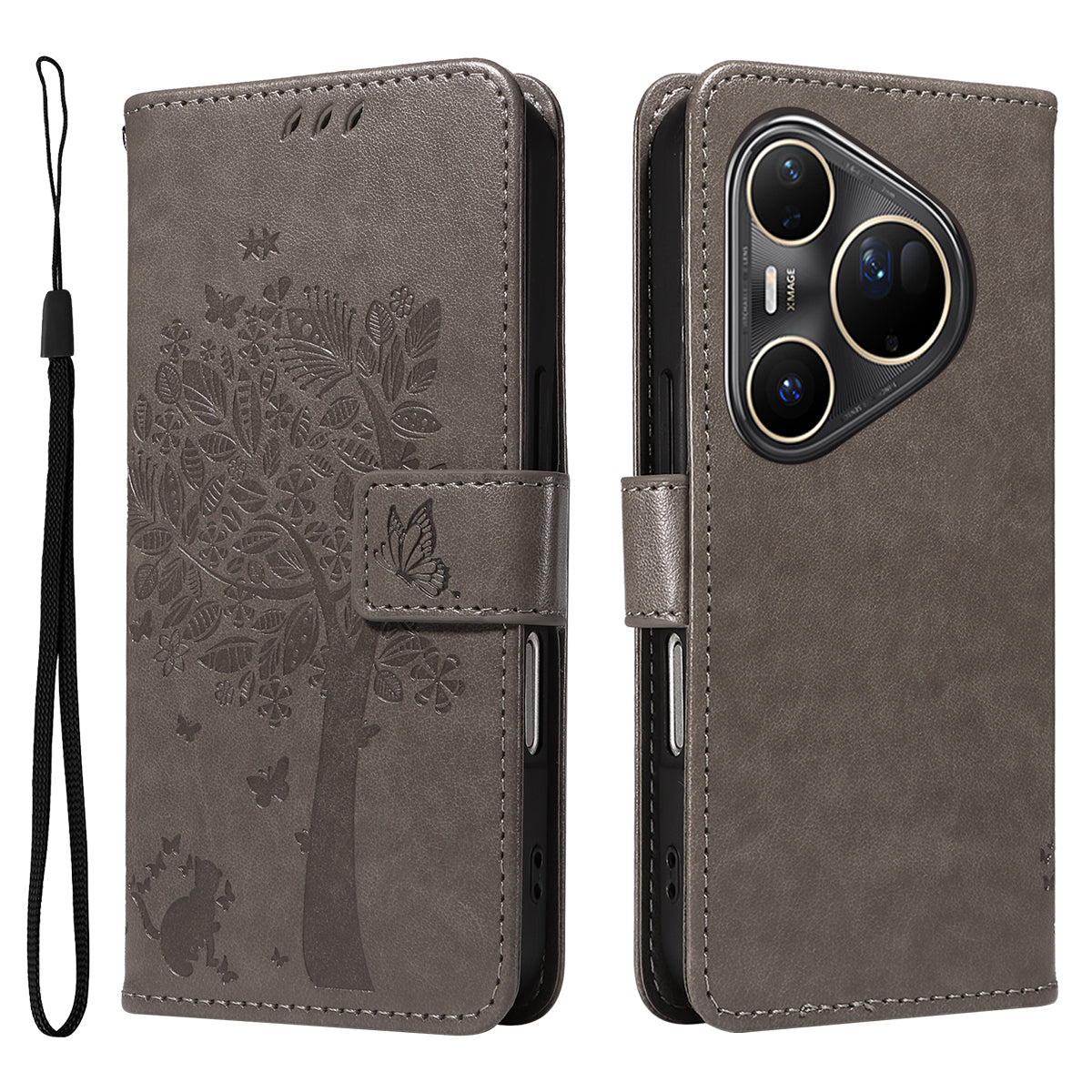 For Huawei Pura 80 Ultra Phone Case with Stand Cat Tree Pattern Leather Wallet Mobile Cover