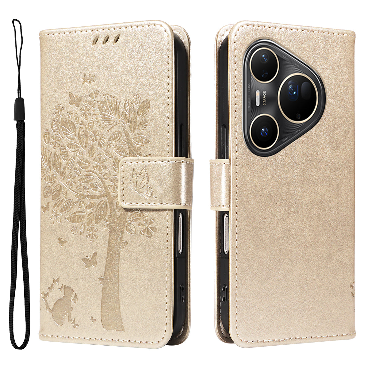 For Huawei Pura 80 Ultra Phone Case with Stand Cat Tree Pattern Leather Wallet Mobile Cover