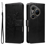 For Huawei Pura 80 Ultra Phone Case with Stand Cat Tree Pattern Leather Wallet Mobile Cover