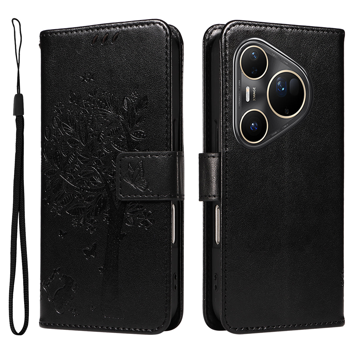 For Huawei Pura 80 Ultra Phone Case with Stand Cat Tree Pattern Leather Wallet Mobile Cover