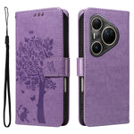 For Huawei Pura 80 Ultra Phone Case with Stand Cat Tree Pattern Leather Wallet Mobile Cover