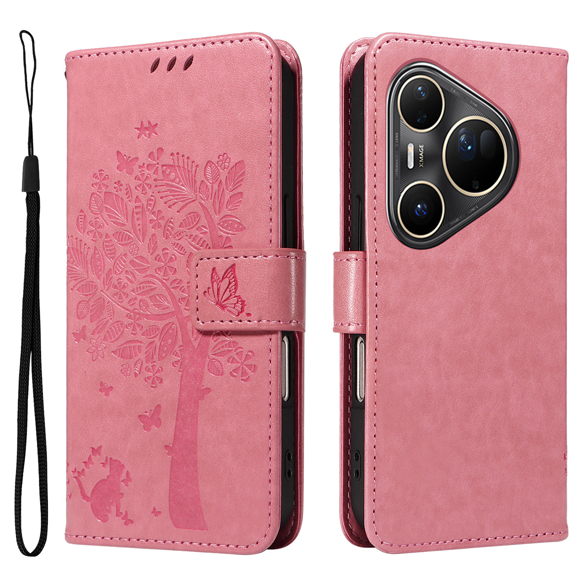 For Huawei Pura 80 Ultra Phone Case with Stand Cat Tree Pattern Leather Wallet Mobile Cover
