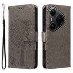 For Huawei Pura 80 Pro+ / Huawei Pura 80 Pro Phone Case with Stand Cat Tree Pattern Leather Wallet Mobile Cover