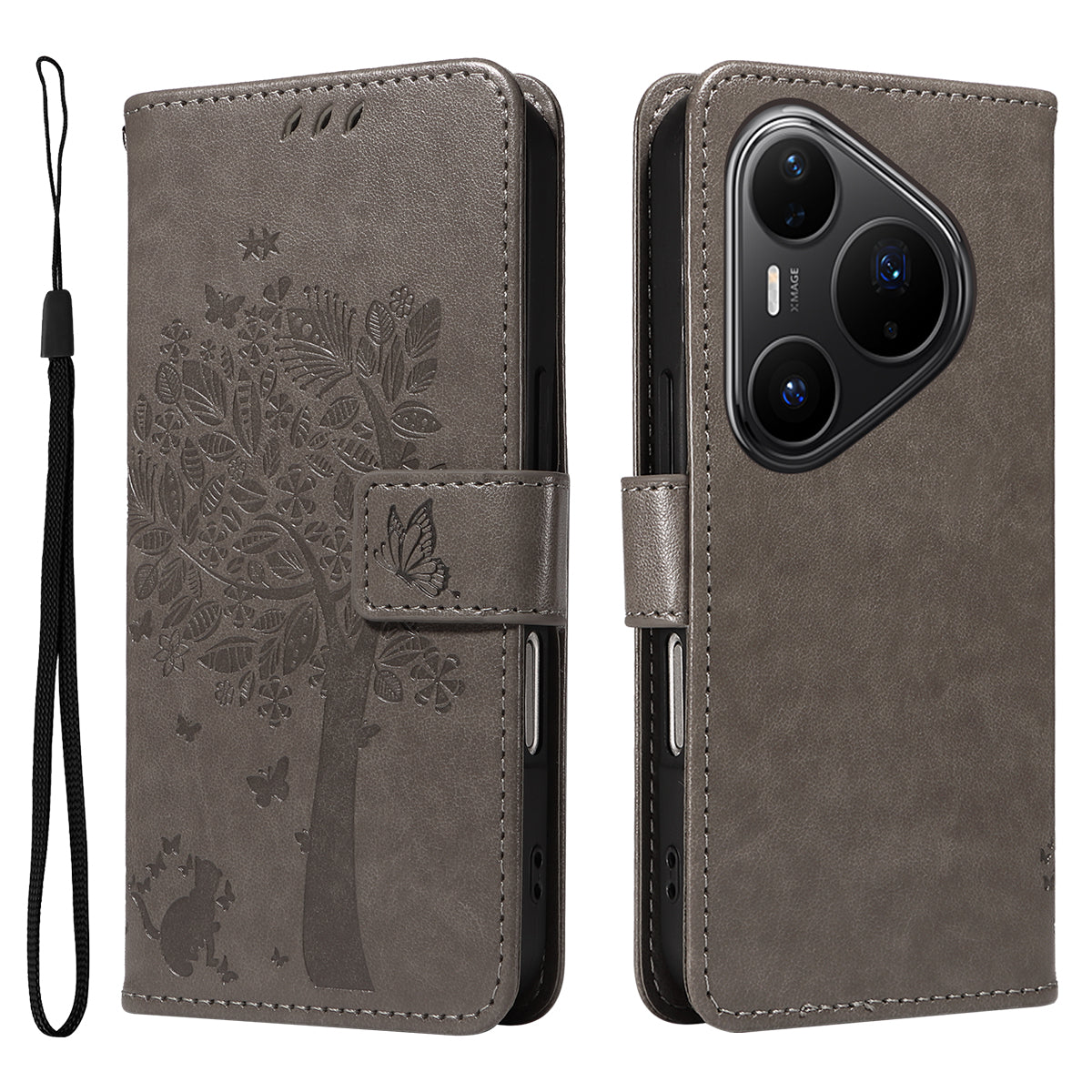 For Huawei Pura 80 Pro+ / Huawei Pura 80 Pro Phone Case with Stand Cat Tree Pattern Leather Wallet Mobile Cover