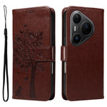 For Huawei Pura 80 Pro+ / Huawei Pura 80 Pro Phone Case with Stand Cat Tree Pattern Leather Wallet Mobile Cover