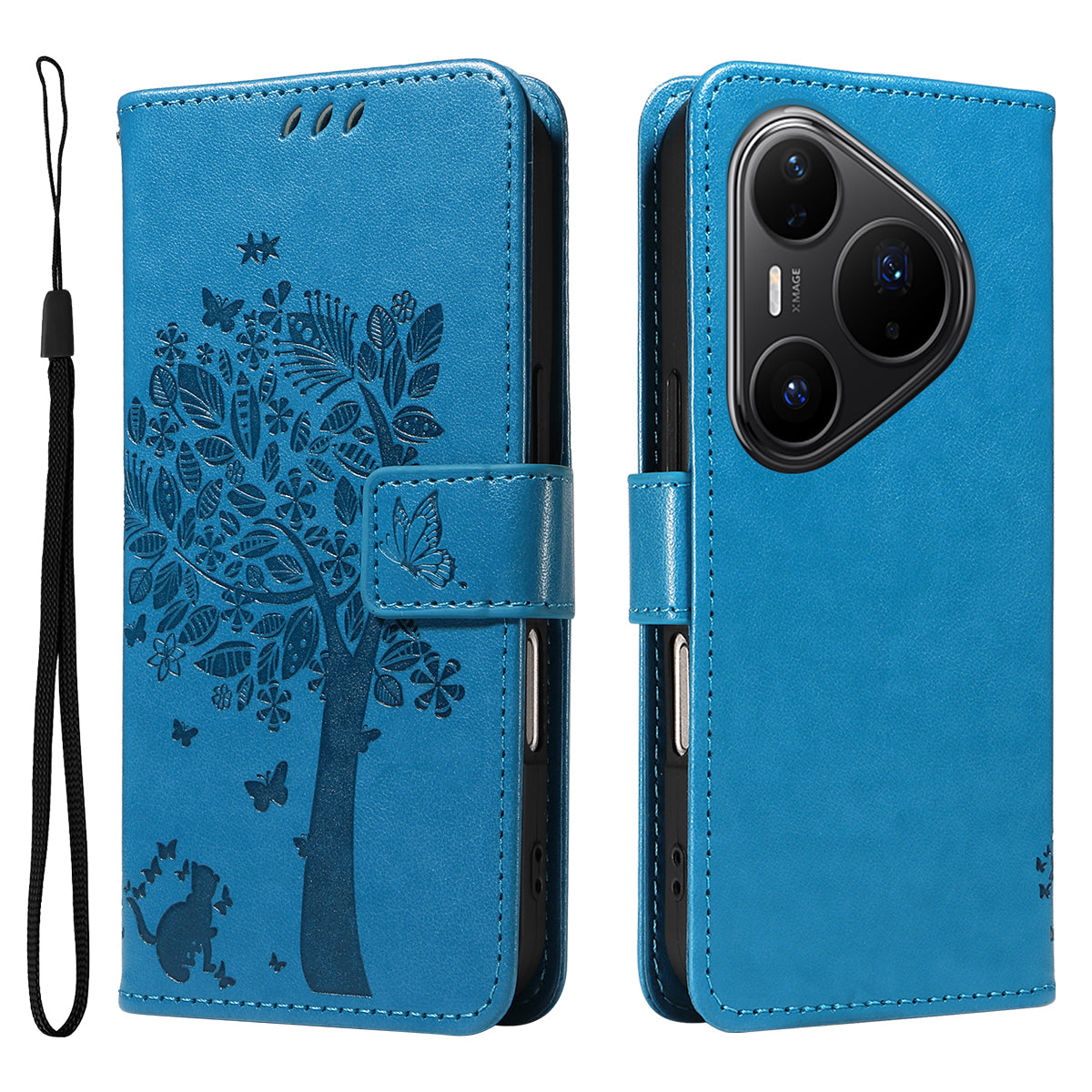 For Huawei Pura 80 Pro+ / Huawei Pura 80 Pro Phone Case with Stand Cat Tree Pattern Leather Wallet Mobile Cover
