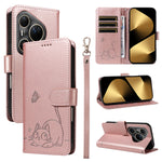 For Huawei Pura 80 Ultra Case Cat Pattern Imprint Leather Phone Cover with Wrist Strap