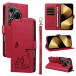 For Huawei Pura 80 Ultra Case Cat Pattern Imprint Leather Phone Cover with Wrist Strap