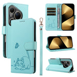 For Huawei Pura 80 Ultra Case Cat Pattern Imprint Leather Phone Cover with Wrist Strap