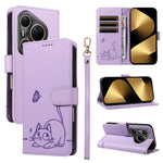For Huawei Pura 80 Ultra Case Cat Pattern Imprint Leather Phone Cover with Wrist Strap
